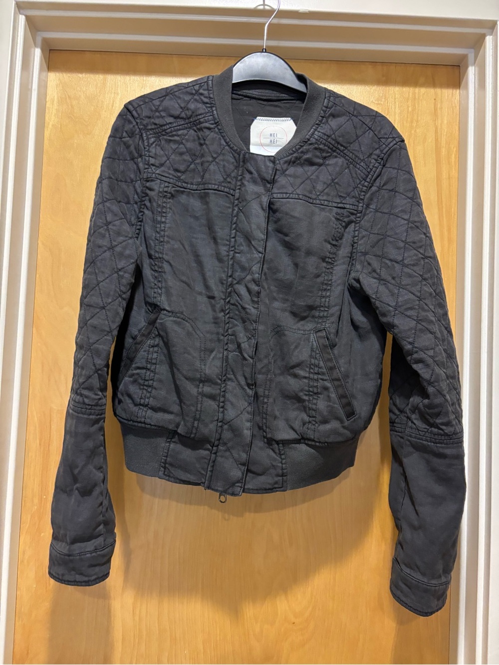 Anthropologie Hei Hei “Itinerary” Quilted Bomber Jacket – Black, Size M
